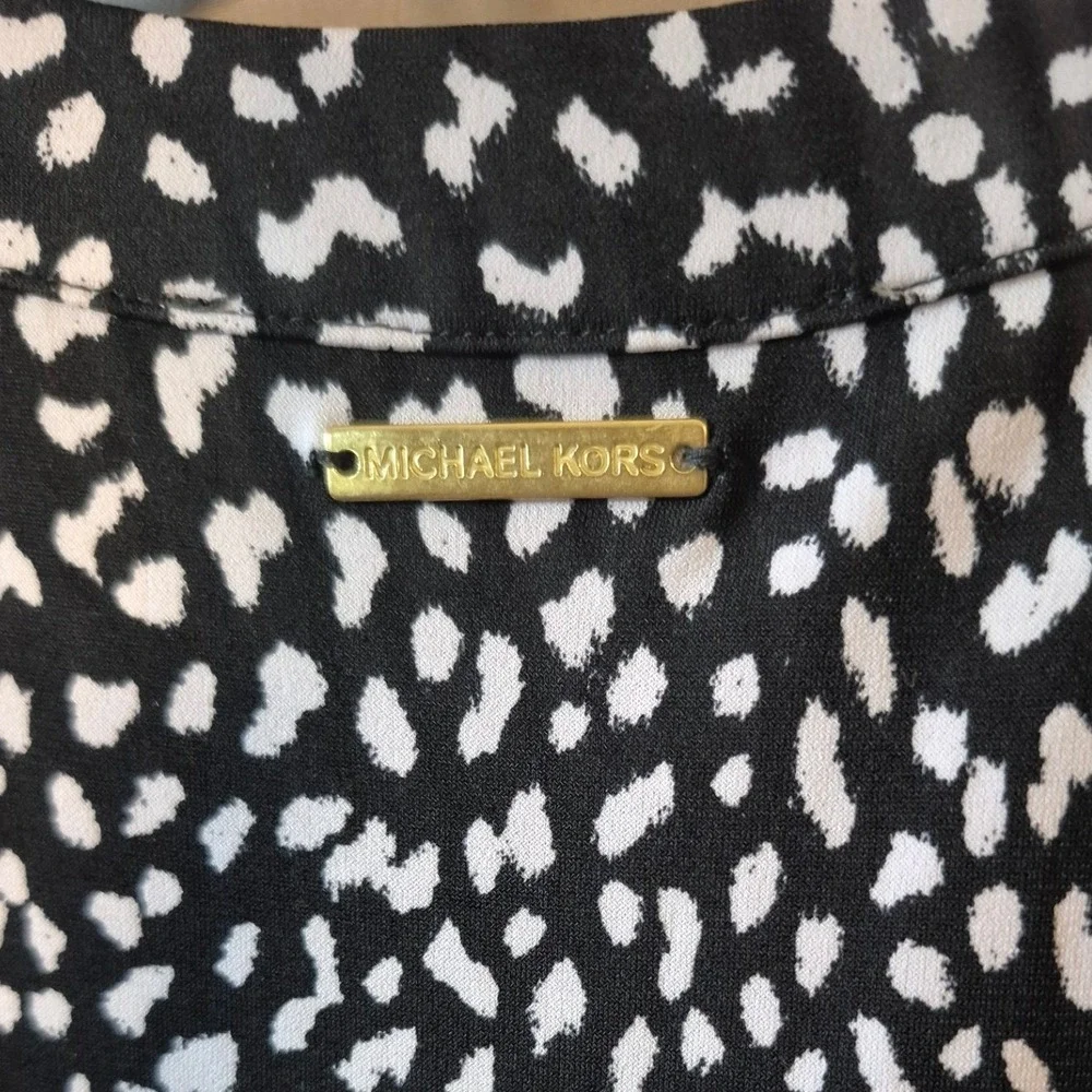 Michael Kors XS Black White Cheetah Print Lace Up Grommet Shift Dress Sleeveless